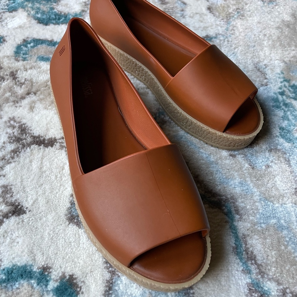 Melissa “Puzzle” peep toe platform flats